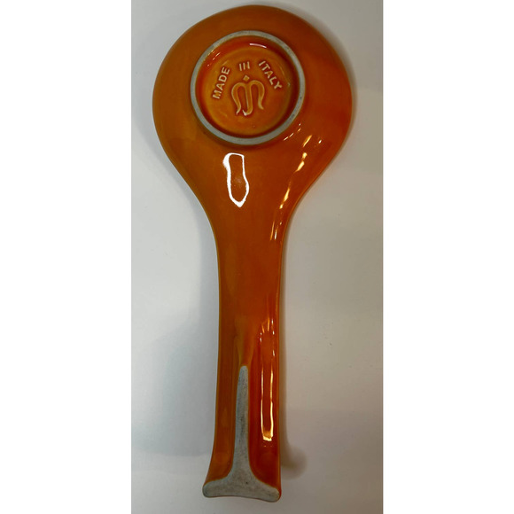 Maioliche Jessica Orange Color Ceramic 11" Spoon Rest Made In Italy - Picture 5 of 6